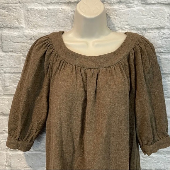 Zara Basics Women's Brown Wool Blend Puff Sleeve Baby Doll Dress.Size Small. - Picture 3 of 7